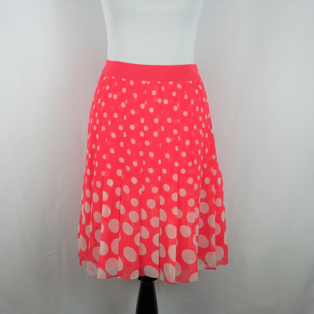 Boden Polka Dot Print Pleated In Coral White